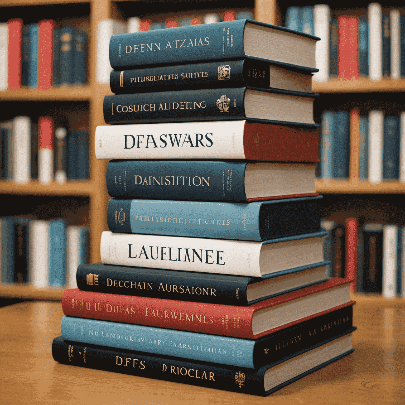 A stack of professionally published books with the Dfas logo prominently displayed on their spines, showcasing the quality and prestige of Dfas publishing services.