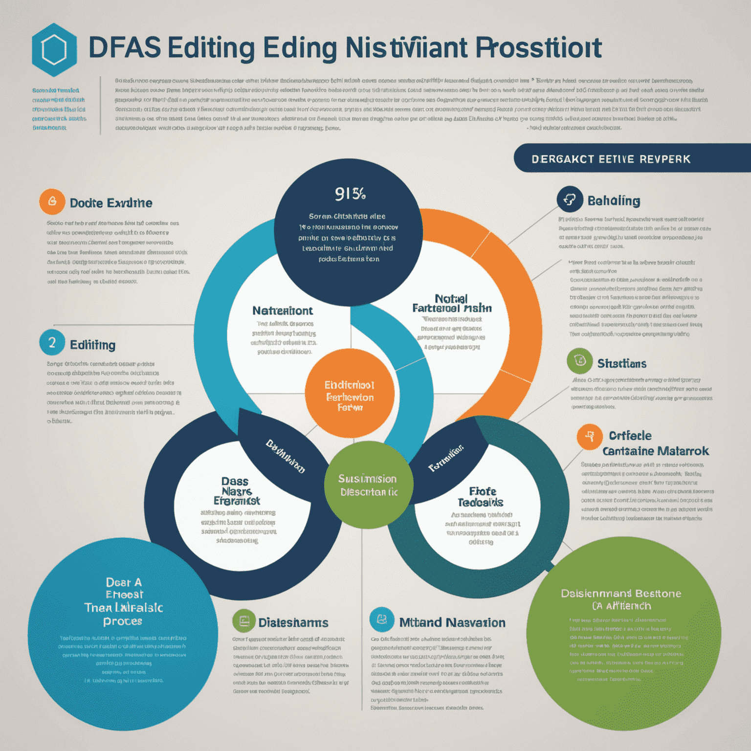 Infographic showing the Dfas editing process: Submission, Initial Review, Detailed Editing, Author Feedback, Final Polish